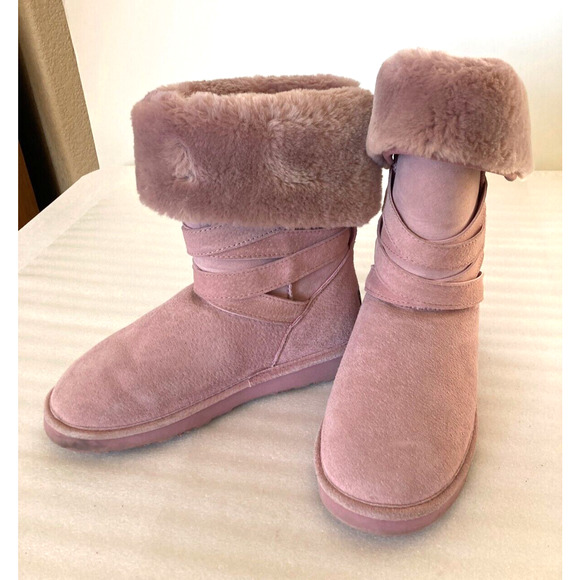 LAMO Womens Pink Suede Winter Boots 8.5 Furry - Picture 3 of 10